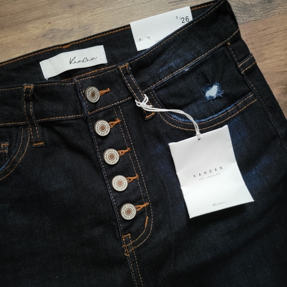 KanCan Indigo Blue Button-Fly Jeans 5/26 - Picture 2 of 2